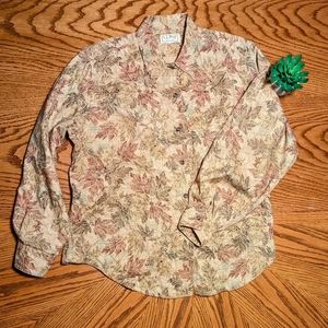 Vintage LL Bean Autumn Leaf Print Button down